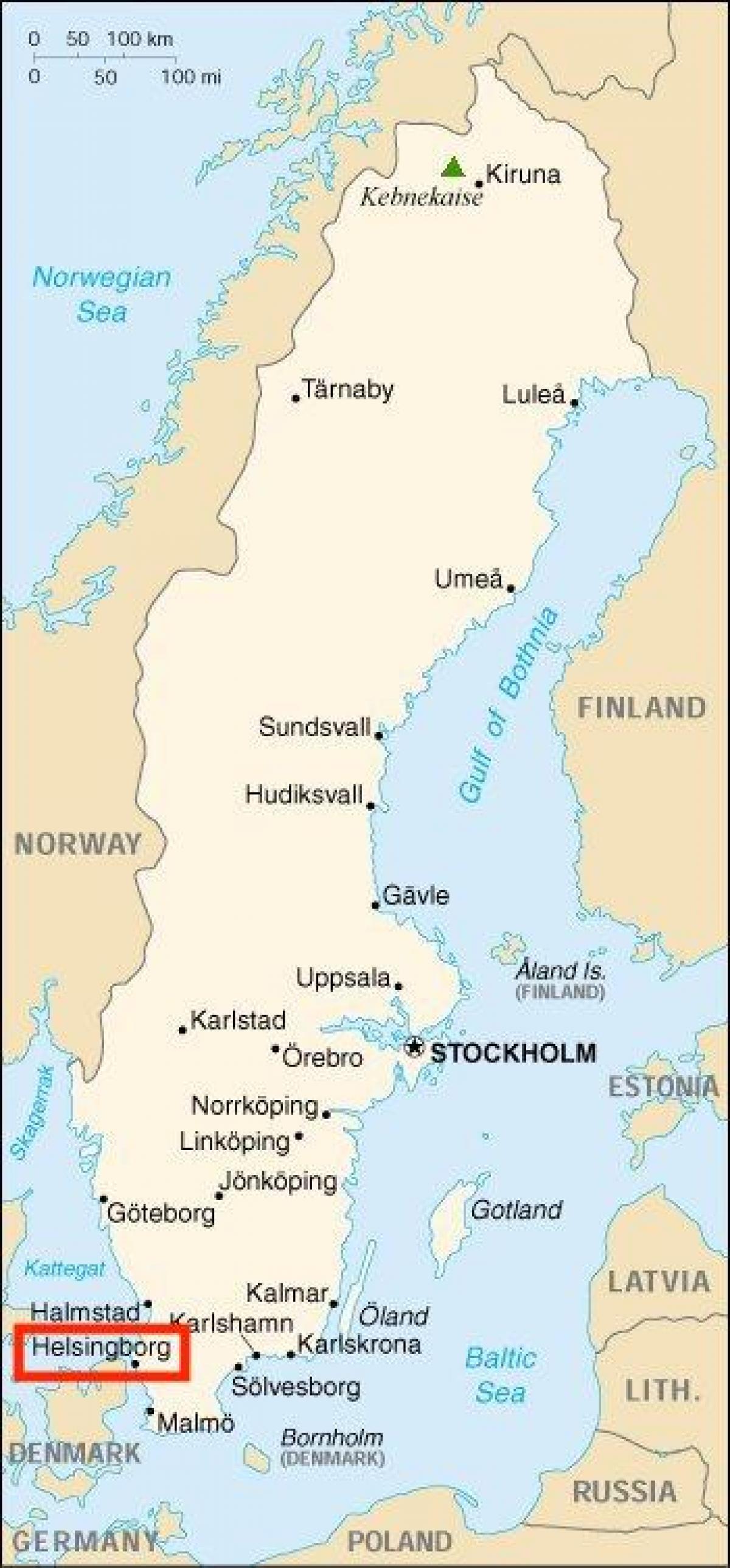 map of Helsingborg Sweden