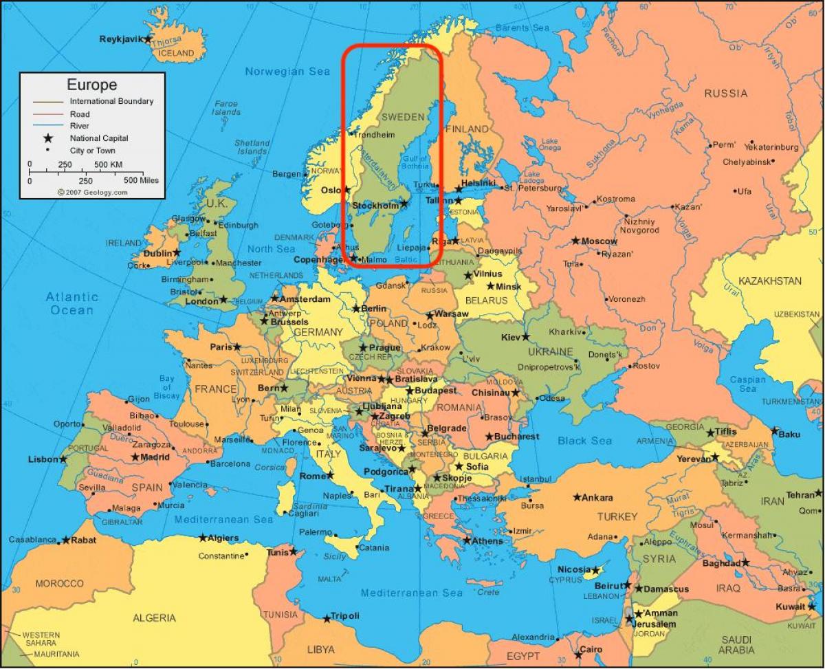 map of Europe Sweden