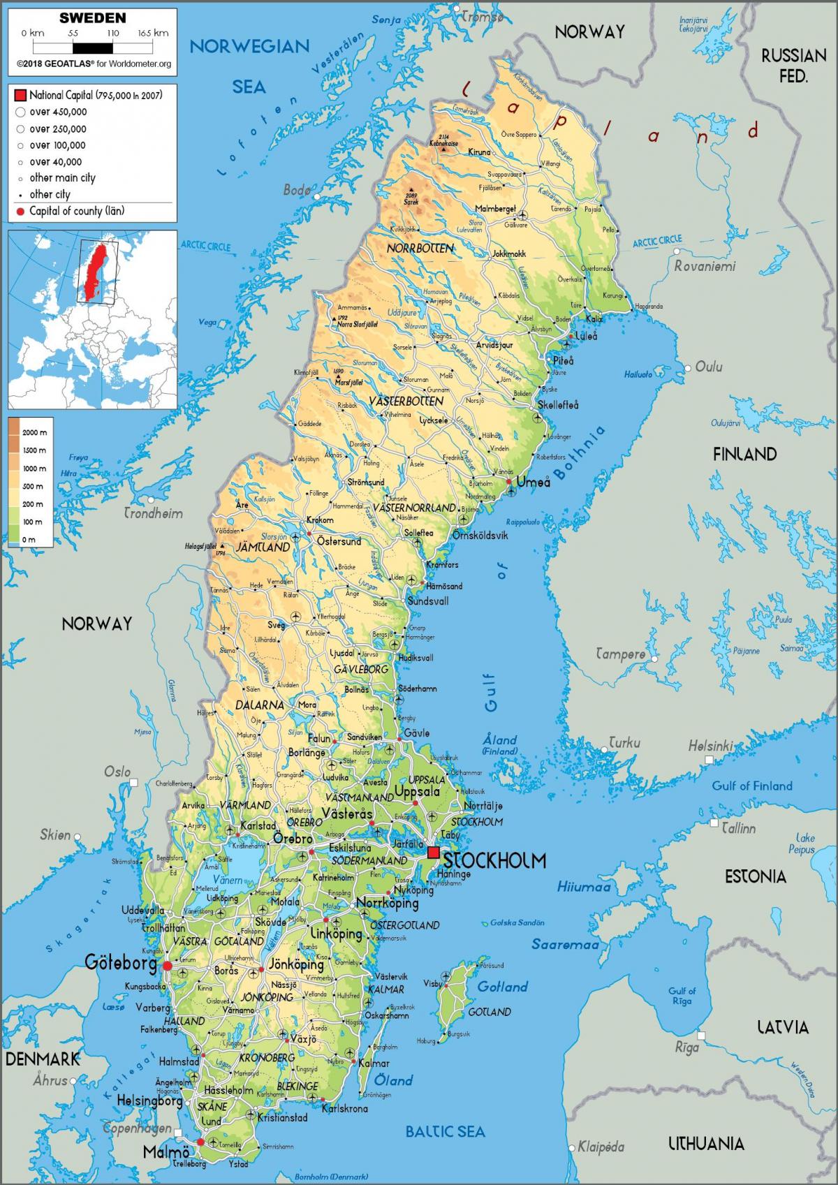 map of Sweden river