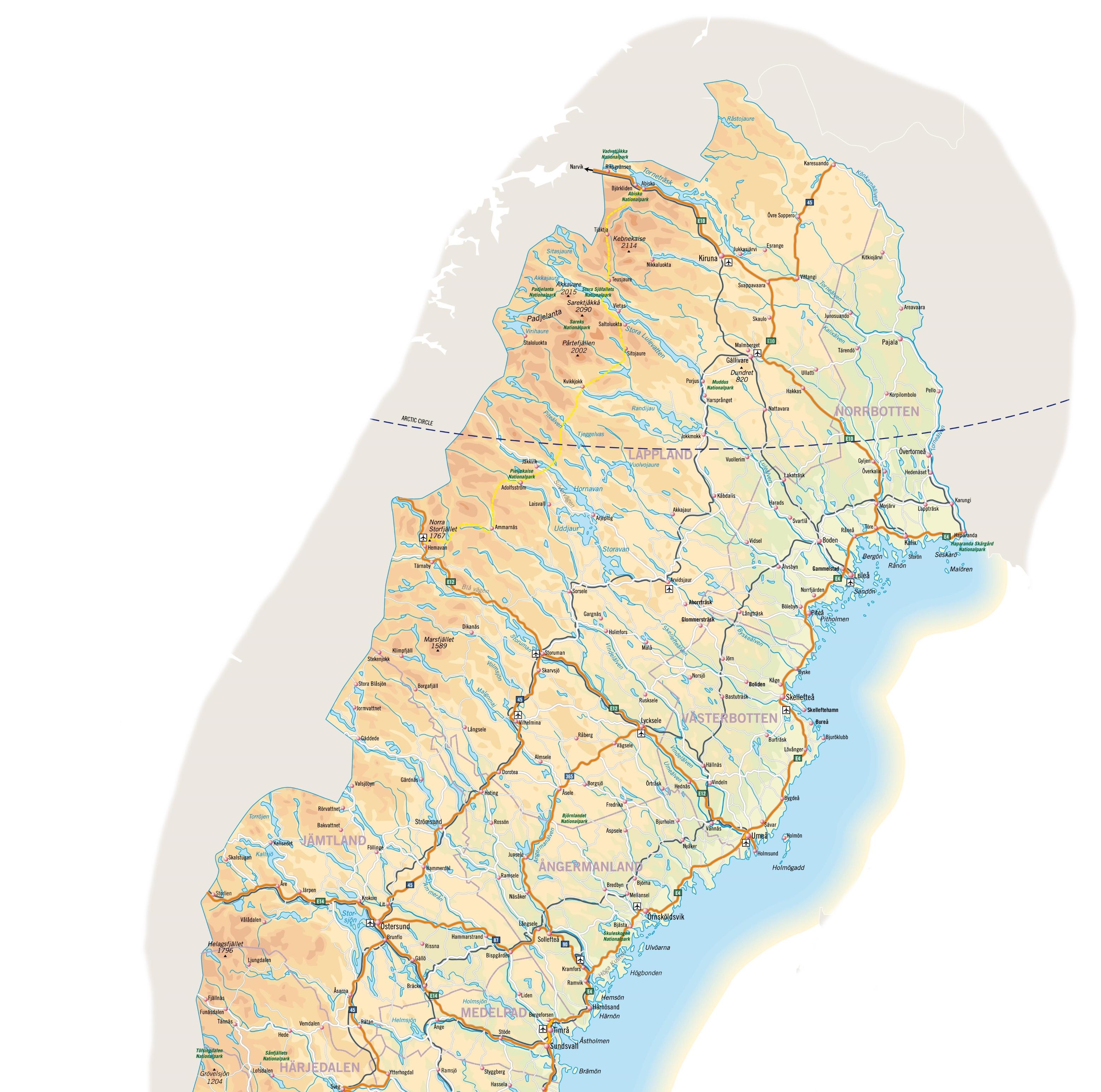 North Sweden map - Map of north Sweden (Northern Europe - Europe)