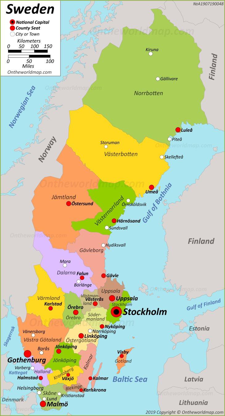 Sweden capital map - Capital of Sweden map (Northern Europe - Europe)