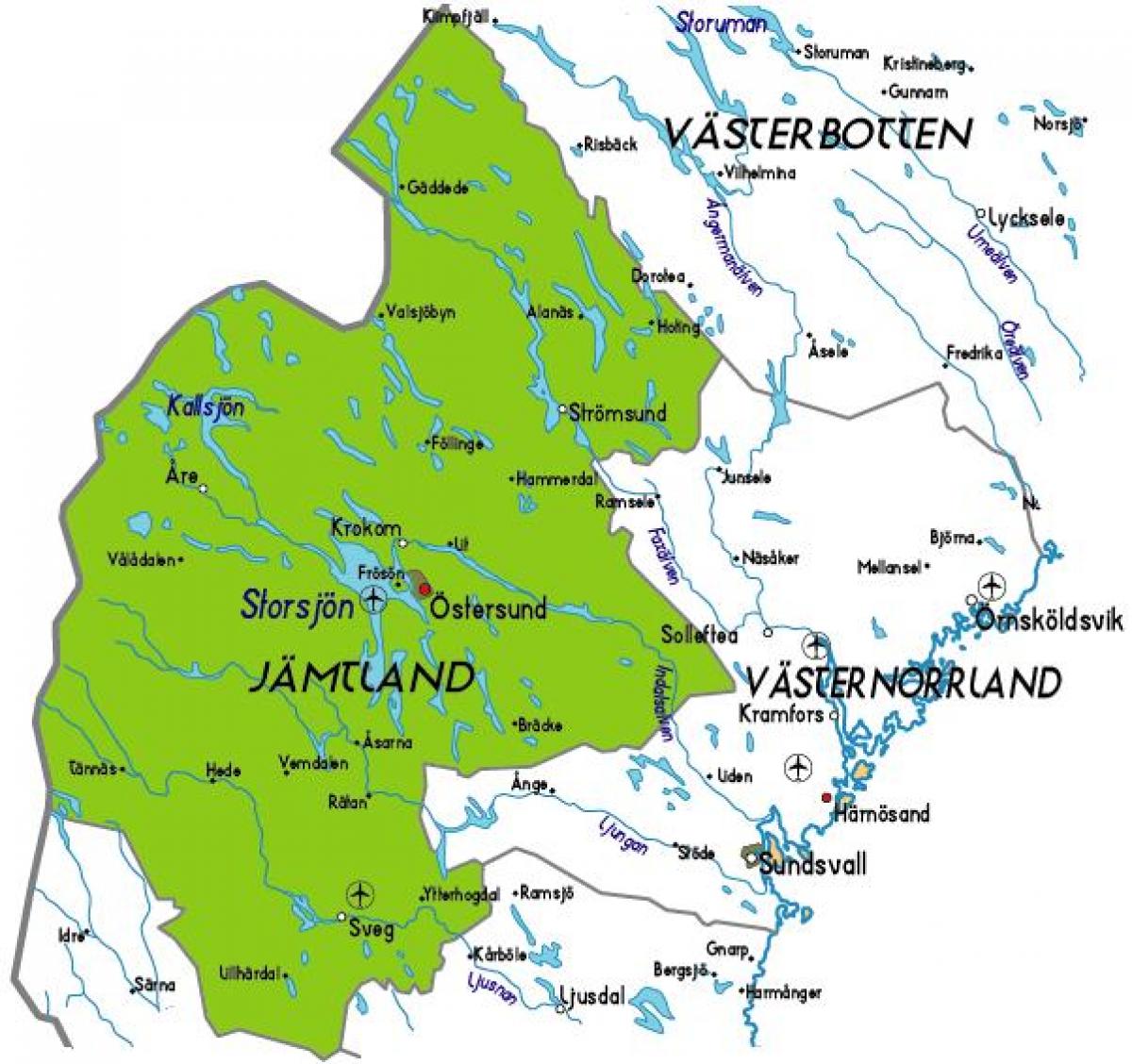 map of Jamtland Sweden