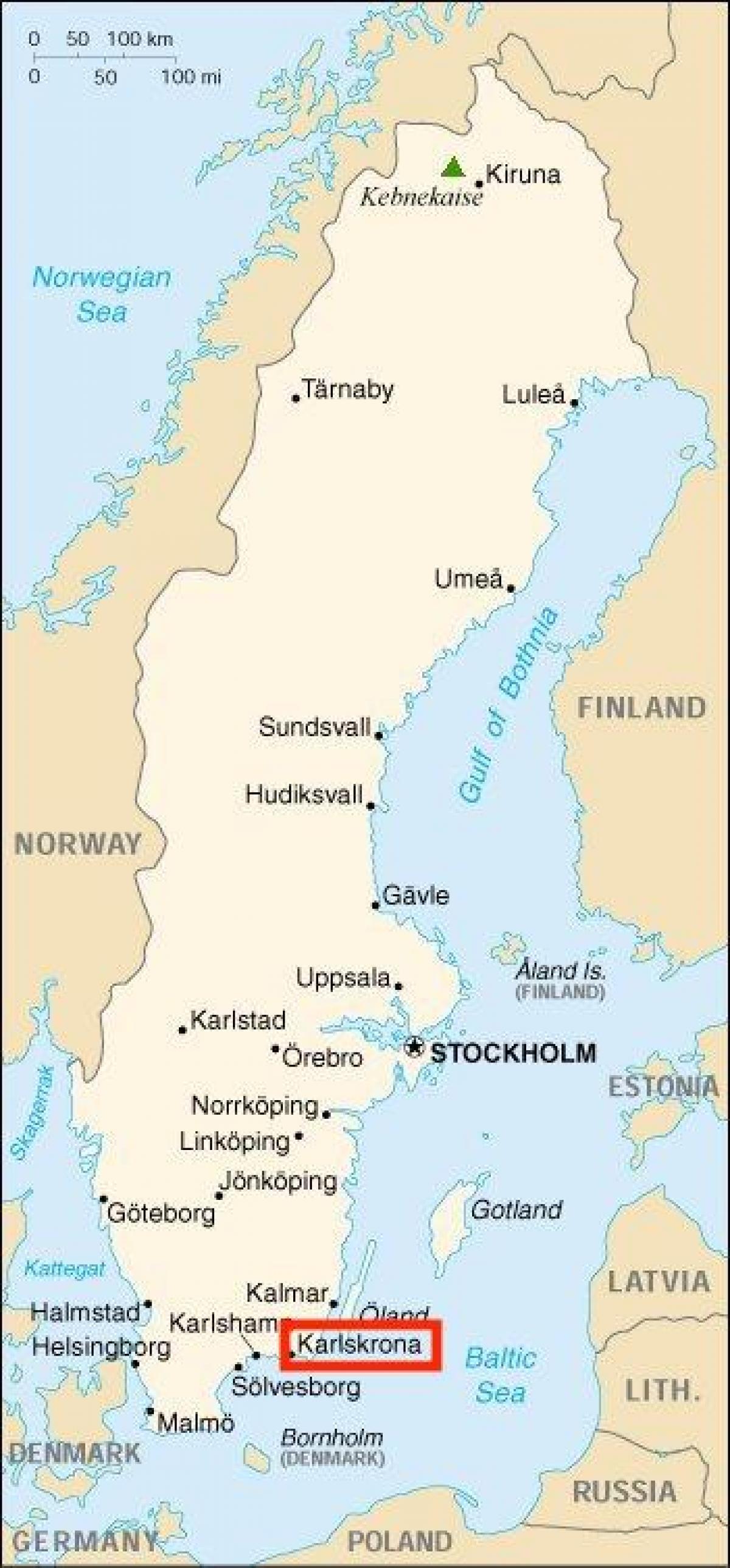 Karlskrona Sweden map - Map of Karlskrona Sweden (Northern Europe - Europe)