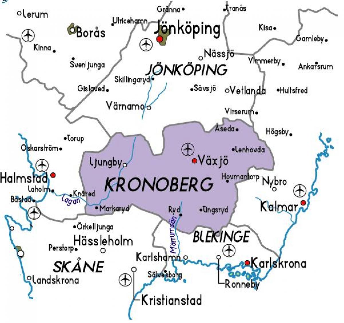 map of Kronoberg Sweden