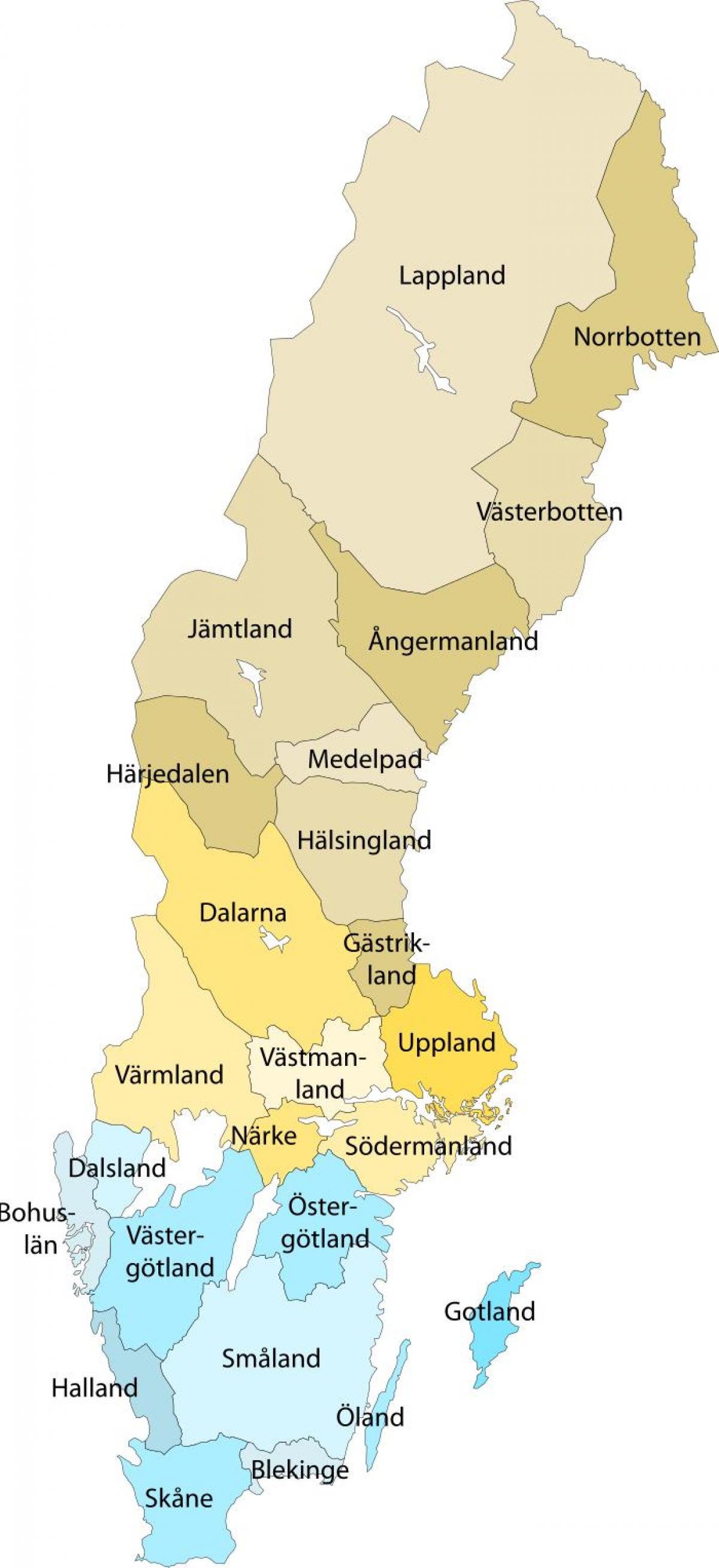 Lapland Sweden map - Map of Lapland Sweden (Northern Europe - Europe)