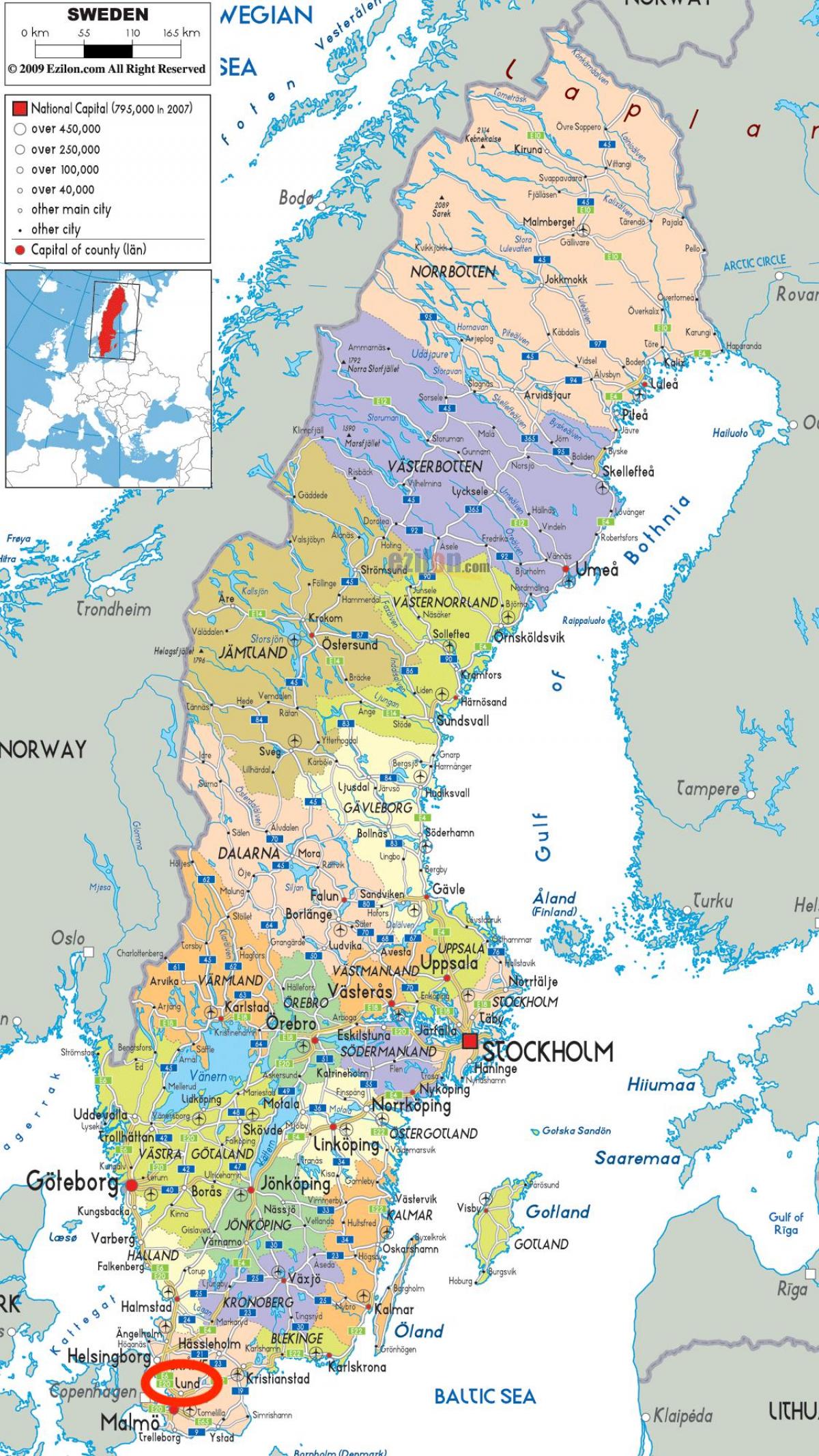 Lund Sweden Map Map Of Lund Sweden Northern Europe Europe