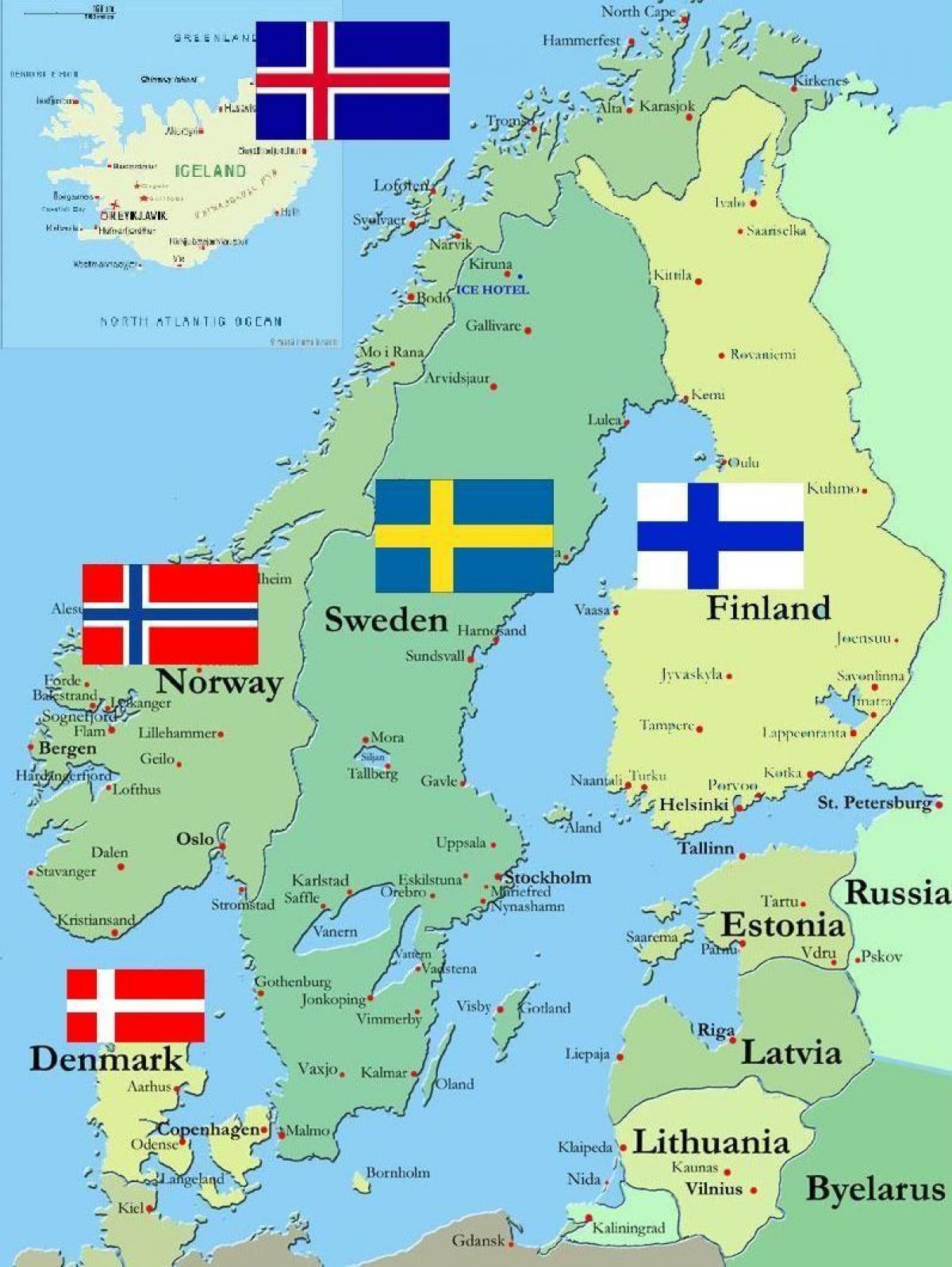 Map of Sweden and surrounding countries - Sweden surround countries map  (Northern Europe - Europe)