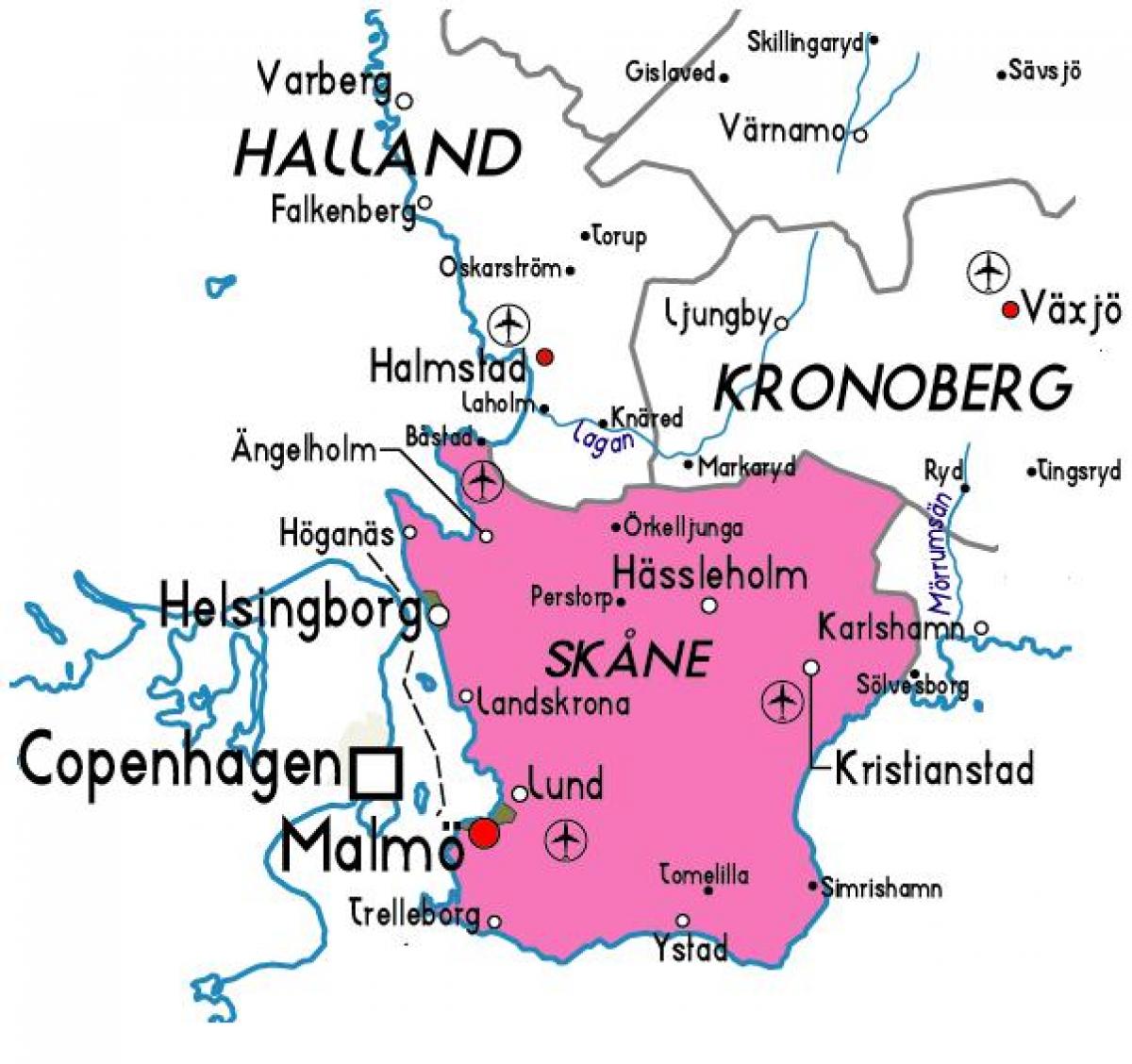 map of Skane Sweden