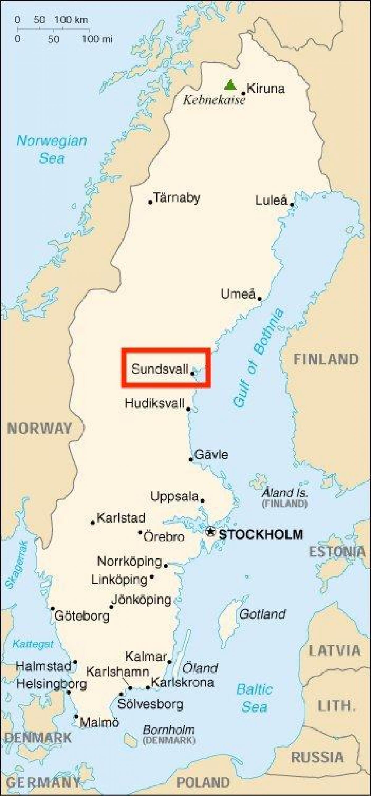 map of Sundsvall Sweden