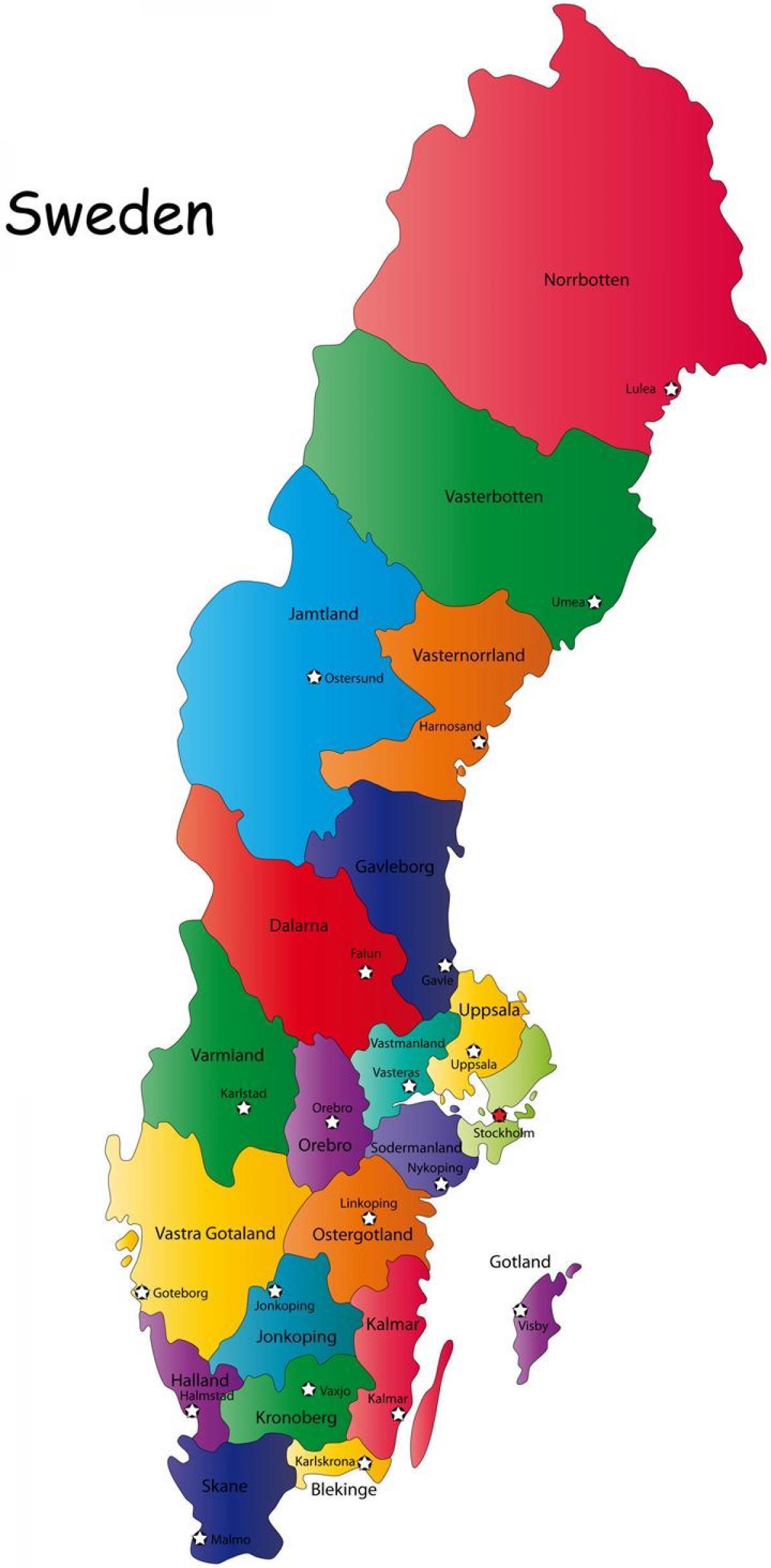 Sweden Map Counties Map Of Swedish Counties Northern Europe Europe