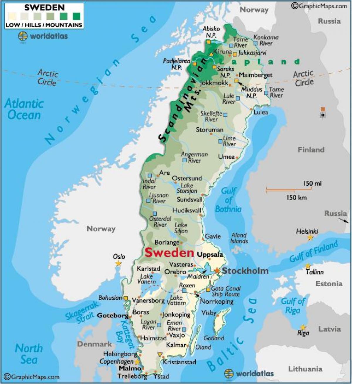 Sweden Mountains Map Mountains In Sweden Map Northern Europe Europe