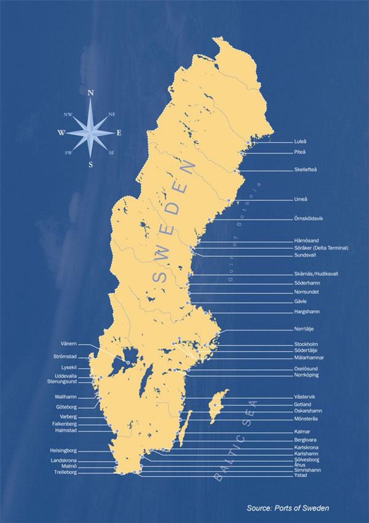 map of Sweden ports