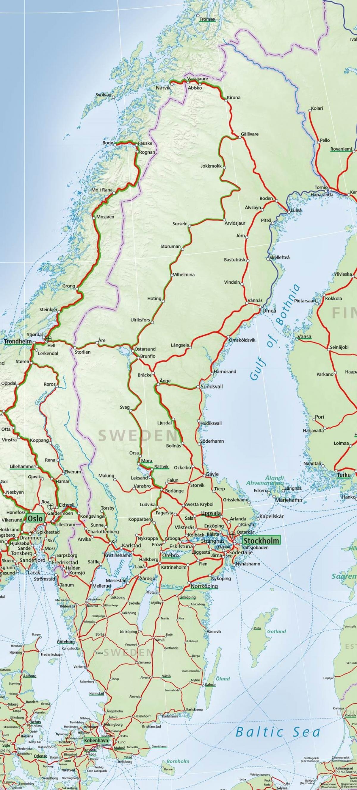rail map of Sweden