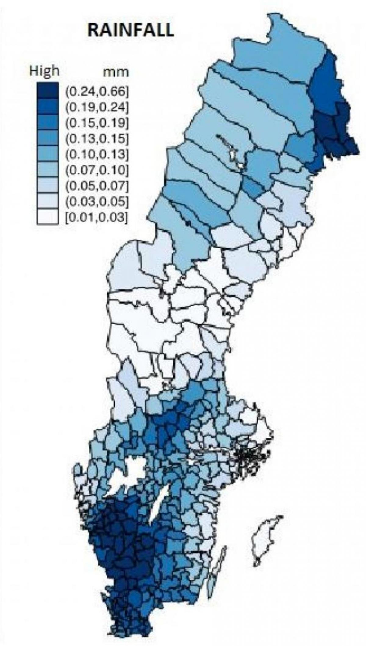 map of Sweden rain