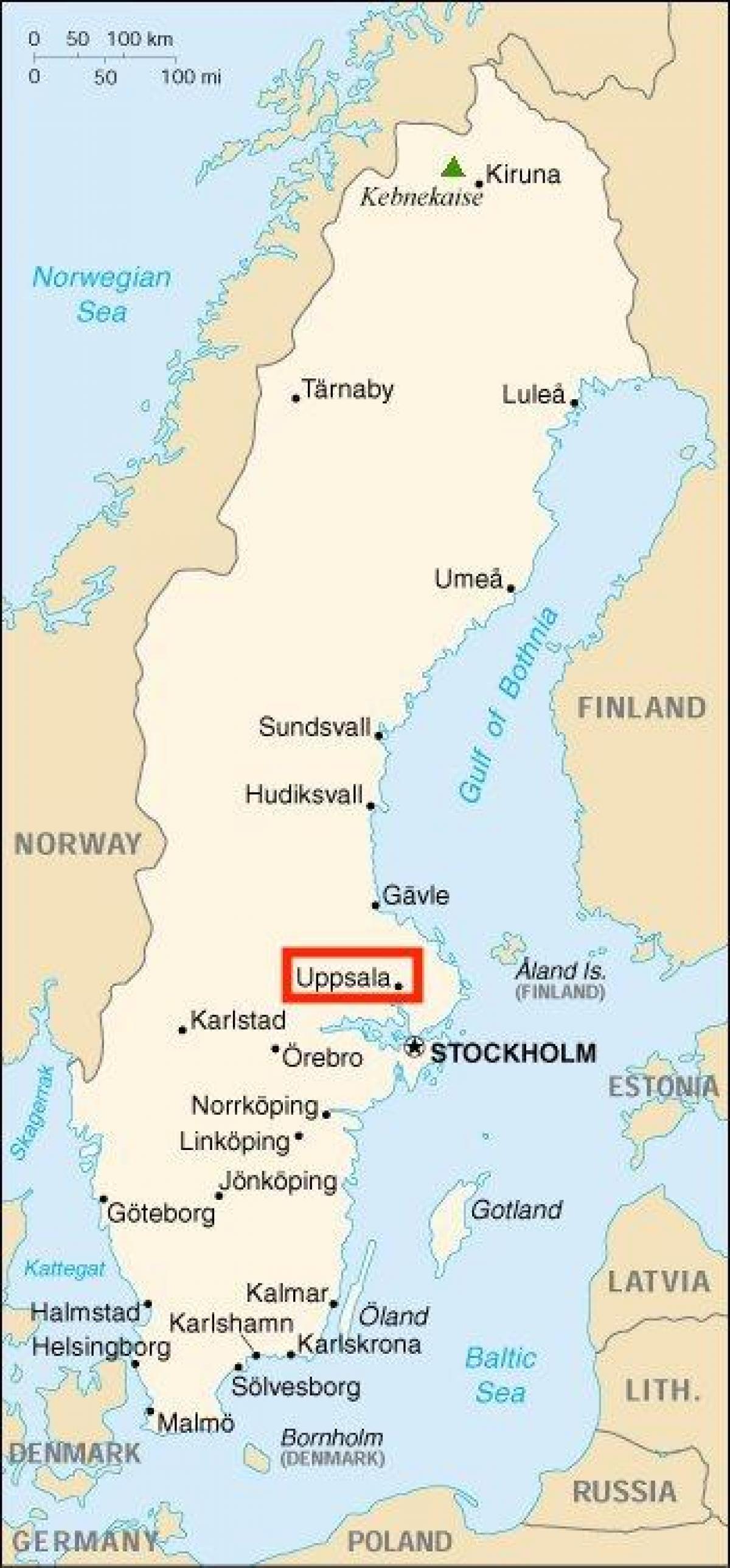 Uppsala map of Sweden