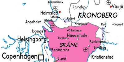 Map of Skane Sweden